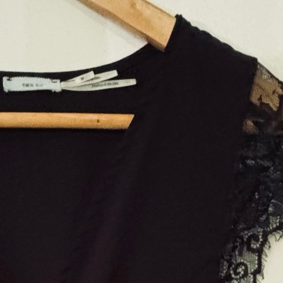 Kimchi Blue| Silky Black Shorts Romper with Lace Details Sz M - Picture 2 of 5